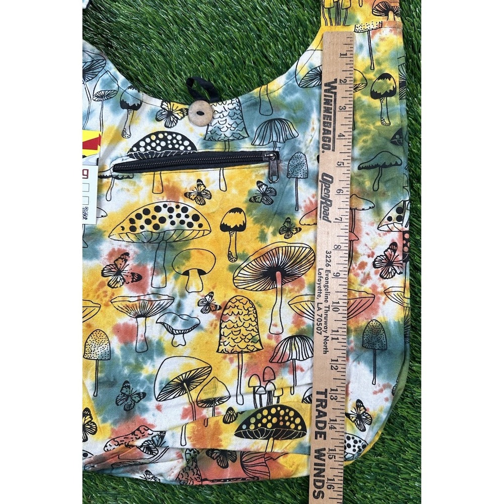 Rising International Hobo Purse Bag Cotton Mushroom Tie Dye Hippie Nepal - Picture 5 of 7